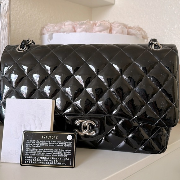CHANEL Handbags - Medium Double Flap Chanel Patent Quilted